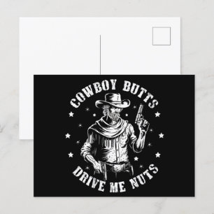 Cartão Postal Traseiros de Cowboy Me Fazem Ficar Louco Cowboys G