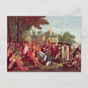 Cartão Postal Tratado de William Penn com os indianos em 1683