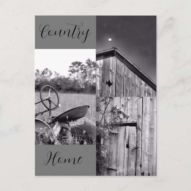 Cartão Postal Trator Barn Collage do "Country Home" (Frente)
