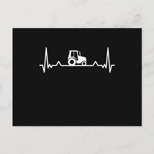 Cartão Postal Trator Heartbeat Farming and Farmer Gift (Frente)