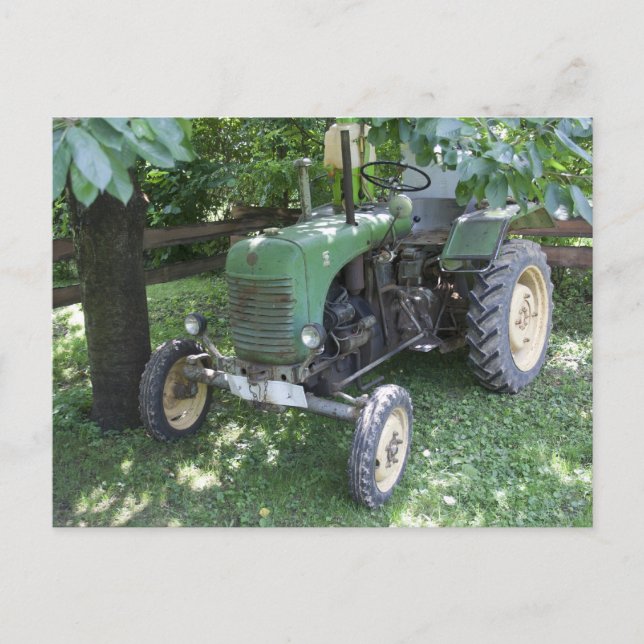 Cartão Postal Trator Verde Steyr 80A (Frente)