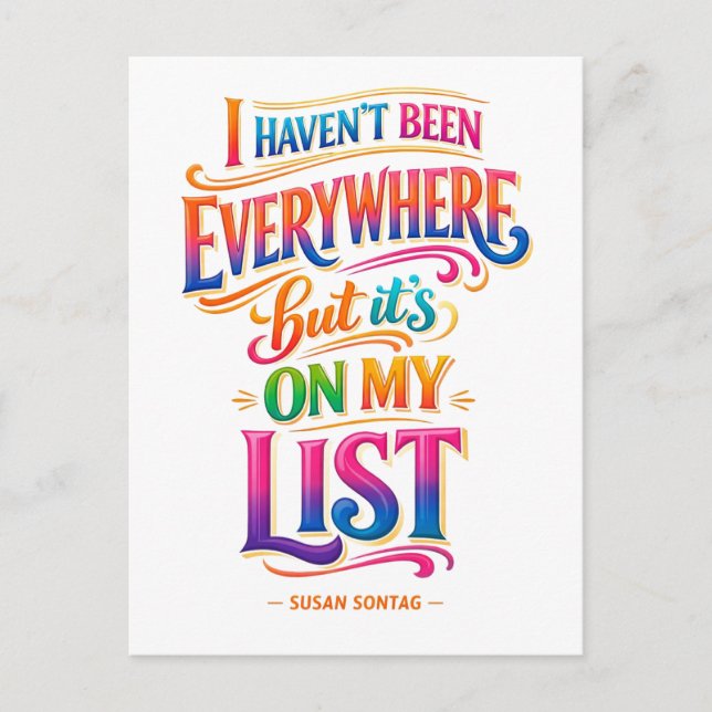 Cartão Postal Travel Quote: It's on My List (Frente)
