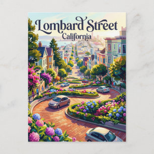 Cartão Postal Trecho Sinuoso da Lombard Street Califórnia
