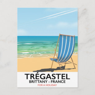 Cartão Postal Trégastel, Brittany France, poster de férias na pr