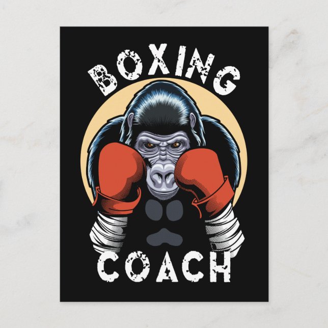 Cartão Postal Treinador de Boxe Gorila - Treinador Esportivo (Frente)