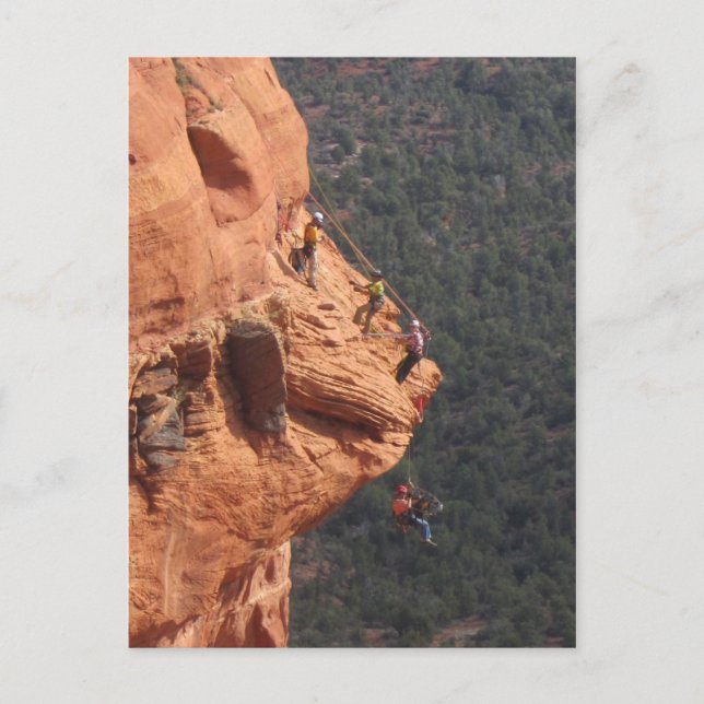 Cartão Postal Treinamento do salvamento da corda nas rochas (Frente)