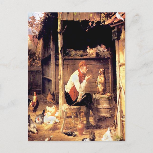 Cartão Postal Treinamento em Cães Pintura de Belas Artes (Frente)