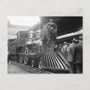 Cartão Postal Trem a Vapor na Estação, 1923
