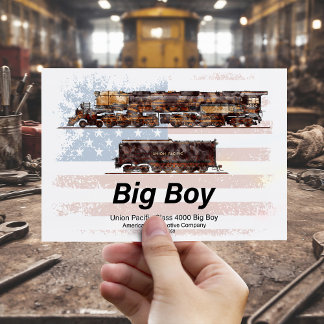 Cartão Postal Trem a Vapor Vintage Big Boy Locomotiva Americana