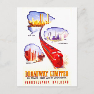 Cartão Postal Trem aerodinâmico Broadway Limited da Pennsylvania