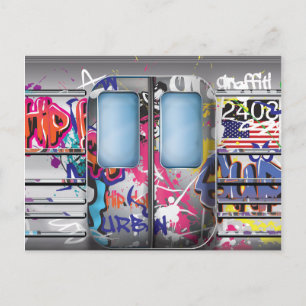 Cartão Postal Trem de metrô com grafite