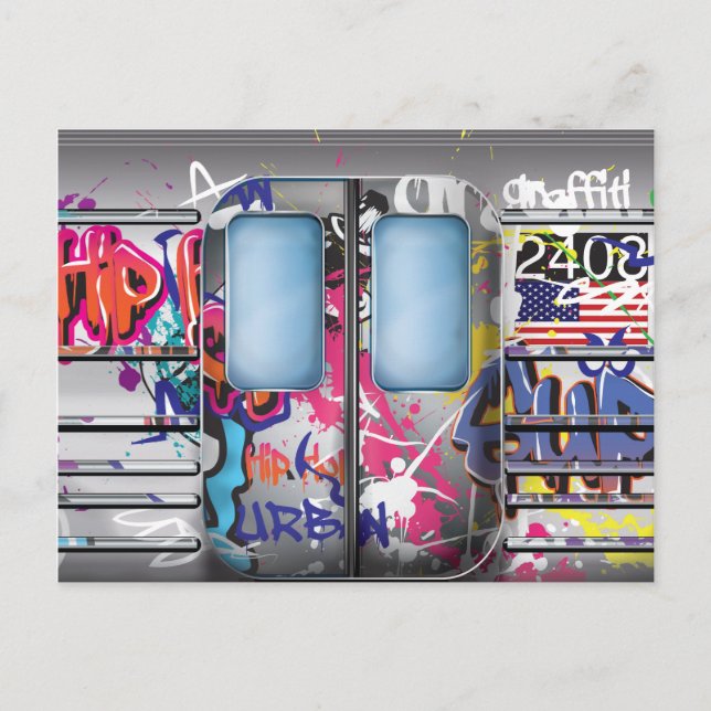 Cartão Postal Trem de metrô com grafite (Frente)