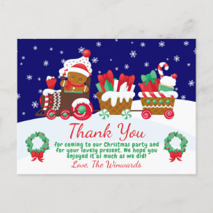 Cartão Postal Trem de Natal de Biscoito de Gengibre Fofo Obrigad