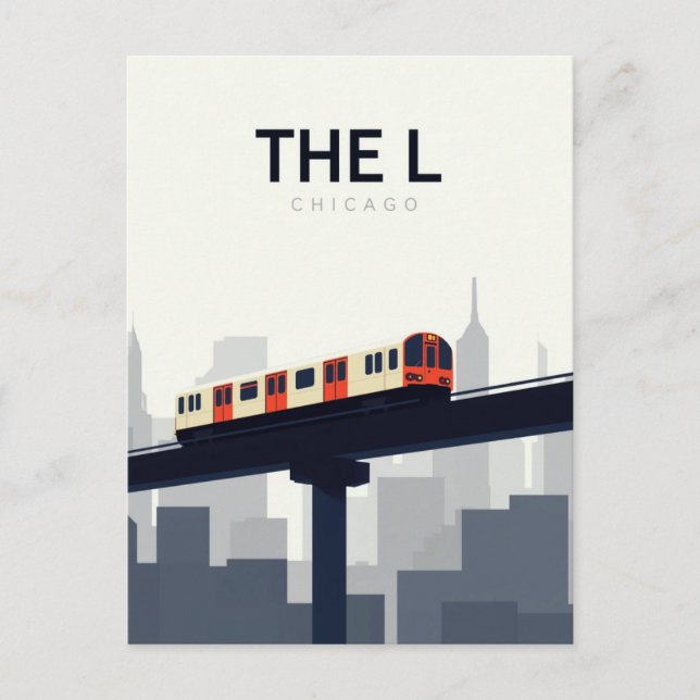 Cartão Postal Trem Elevado de Chicago 'L' (Frente)