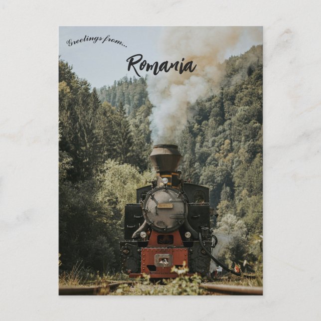 Cartão Postal Trem em Maramureș Romênia (Frente)