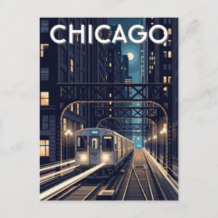 Cartão Postal Trem L Chicago Illinois Viagem