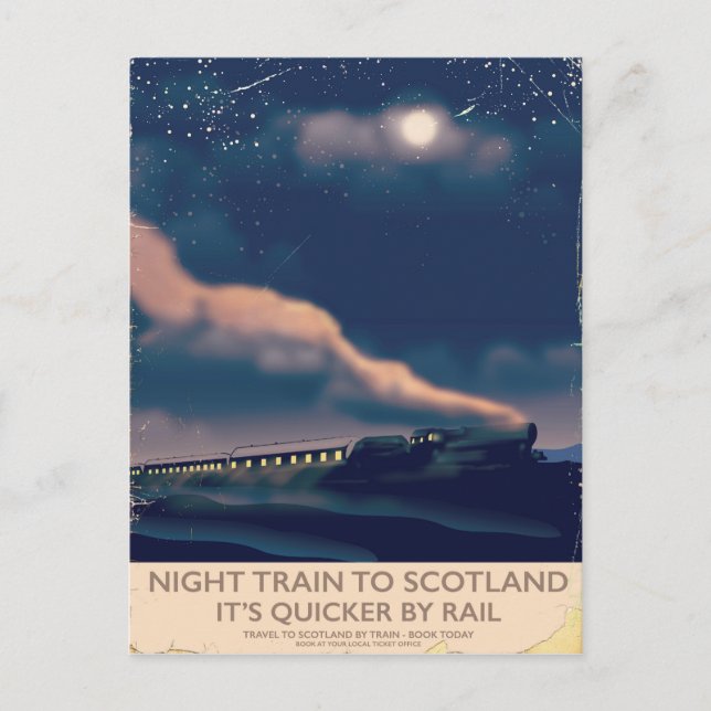 Cartão Postal Trem noturno para a Escócia (Frente)