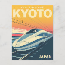 Trem Shinkansen no pôr do sol em Kyoto