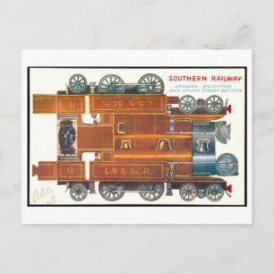 Cartão Postal Trem Vintage de Papel--Ferrovia do Sul