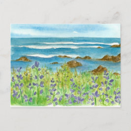 Cartão Postal Tremorosas Flores Silvestres Aquarela Ondas do Oce