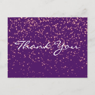 Cartão Postal Trendência Dourada Roxo Glitter Muito Caro Obrigad
