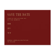 Trending Burgundy Dourado Wedes SAVE THE DATE Post