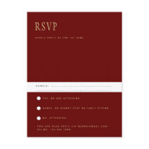 Trending Modern Burgundy Dourado Casamento RSVP Po