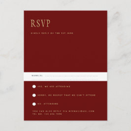 Cartão Postal Trending Modern Burgundy Dourado Casamento RSVP Po