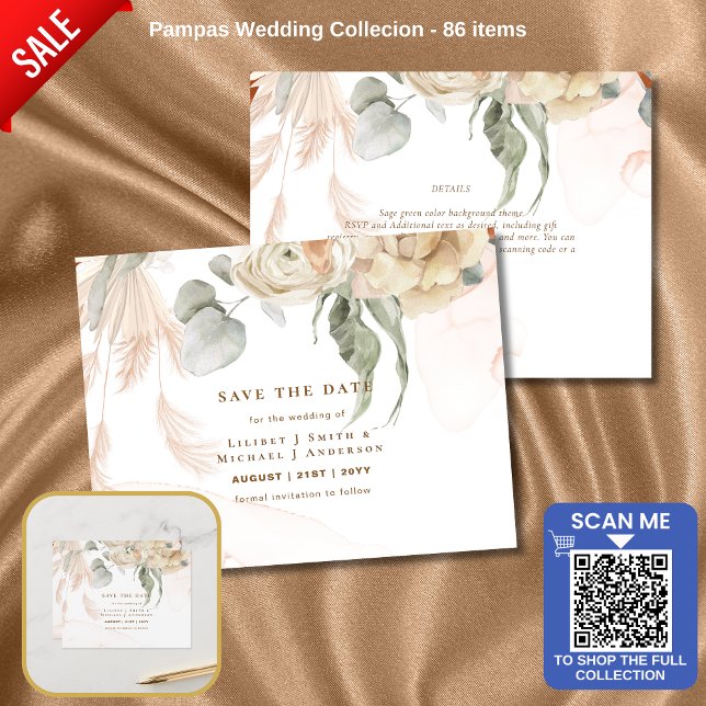 Cartão Postal Trending Terracotta Pampas Grass Weding (Criador carregado)