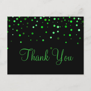 Cartão Postal Trendy Baixo Verde Brilhante Preto Obrigado