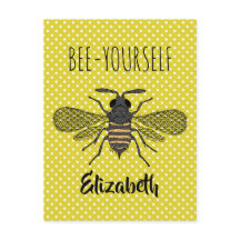 Trendy BEE Yself Yellow Polkadot DECOR Nomeado