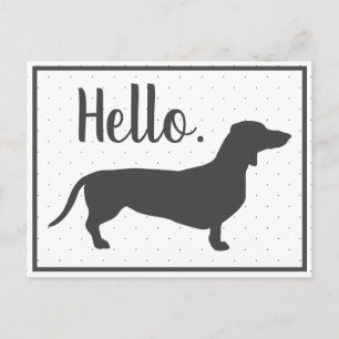 Cartão Postal Trendy Cinza Dachshund & Black Dachshund Olá