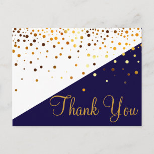 Cartão Postal Trendy Dourado Glitter Blue Muito Obrigado