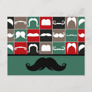 Cartão Postal Trendy Handlebar Mustache para Dia de os pais