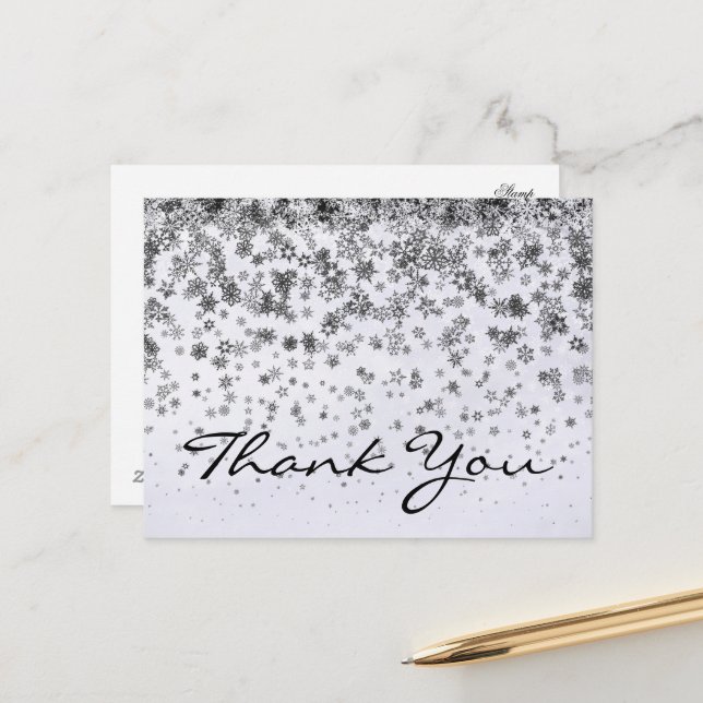 Cartão Postal Trendy Inexpensiv Gold Glitter Black Thank You Pos (Frente/Verso In Situ)
