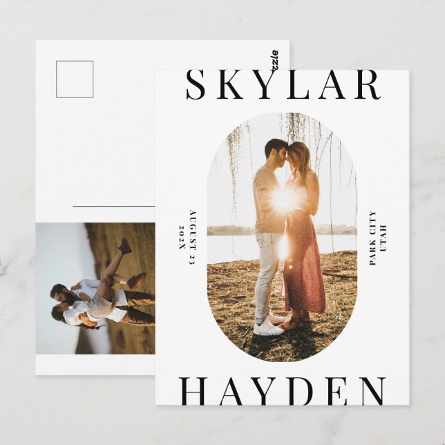 Cartão Postal Trendy Oval Photo Modern Salvar Cartão-postal de D (Frente/Verso)