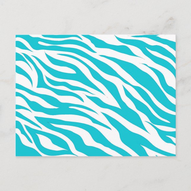 Cartão Postal Trendy Teal White Zebra Stripes Animais Selvagens (Frente)