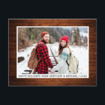 Cartão Postal Trendy Typewrite Font Minimalist Wood Photo<br><div class="desc">Cartão-postal de Férias Felizes Minimalista da Máquina de Digitalização de na moda e Trendy,  Font</div>