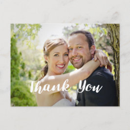 Cartão Postal Trendy Wedding Foto Obrigado Horizontal