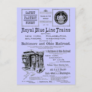Cartão Postal Trens da Linha Azul Real B+O 1910