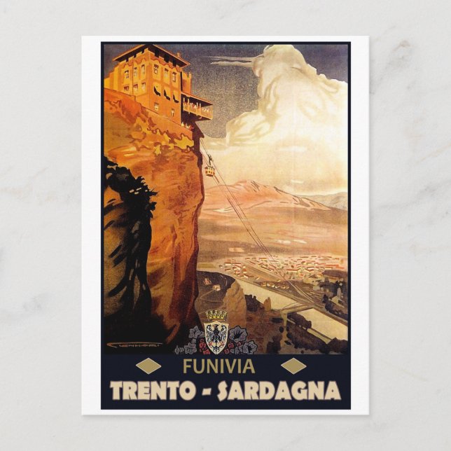 Cartão Postal Trento - Carro a cabo Sardagna (Frente)