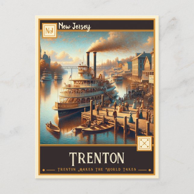 Cartão Postal Trenton, Nova Jérsei | Vintage (Frente)