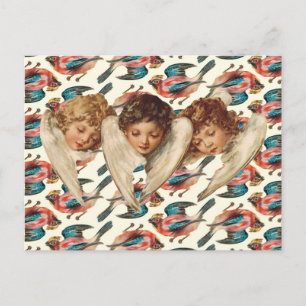 Cartão Postal Três Anjos Crianças - Vintage Kitsch Art