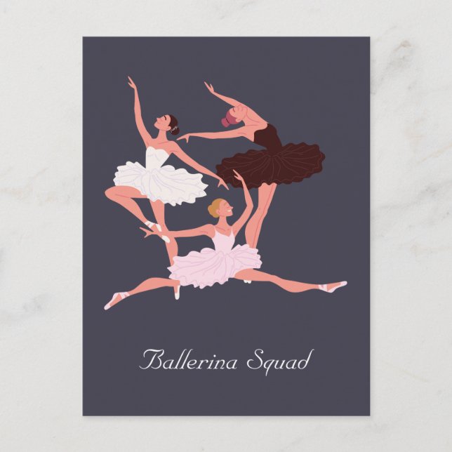 Cartão Postal Três Ballerinas Cutes (Frente)