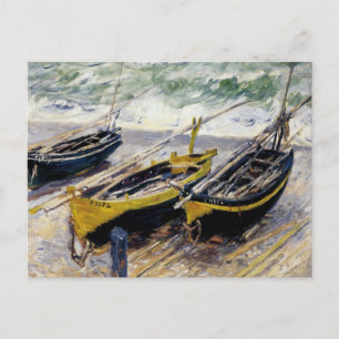 Cartão Postal Três Barcos de Pesca por Monet