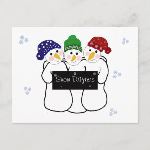 Cartão Postal Três Bonecos de Neve Snow Drifters