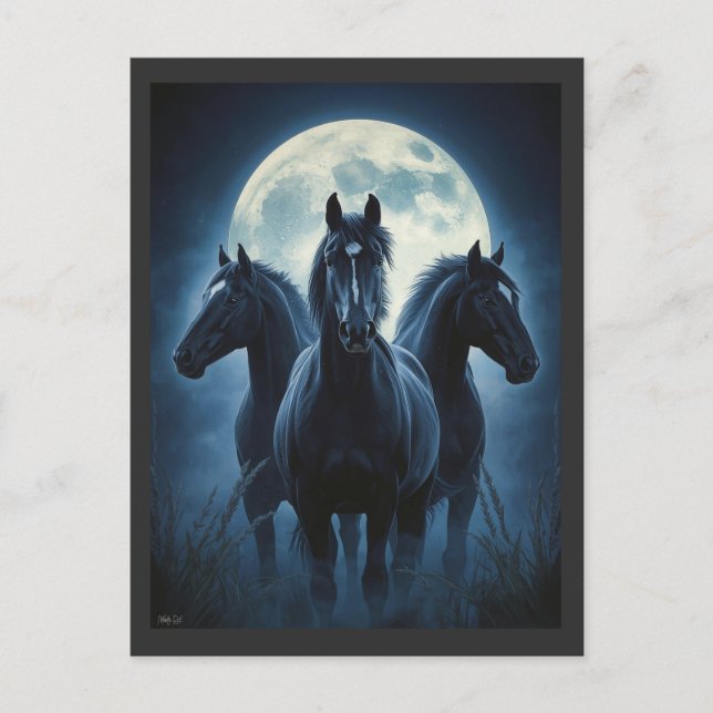 Cartão Postal Três Cavalos Lua (Frente)