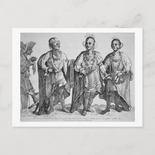 Cartão Postal Três Cherokee Chiefs americanos, 1762 (gravura)