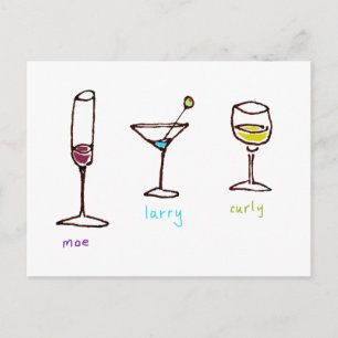 Cartão Postal Três Drinks de Desenhos Animados Stooges