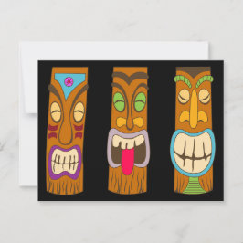 Cartão Postal Três Estatuetas de madeira, preto engraçado